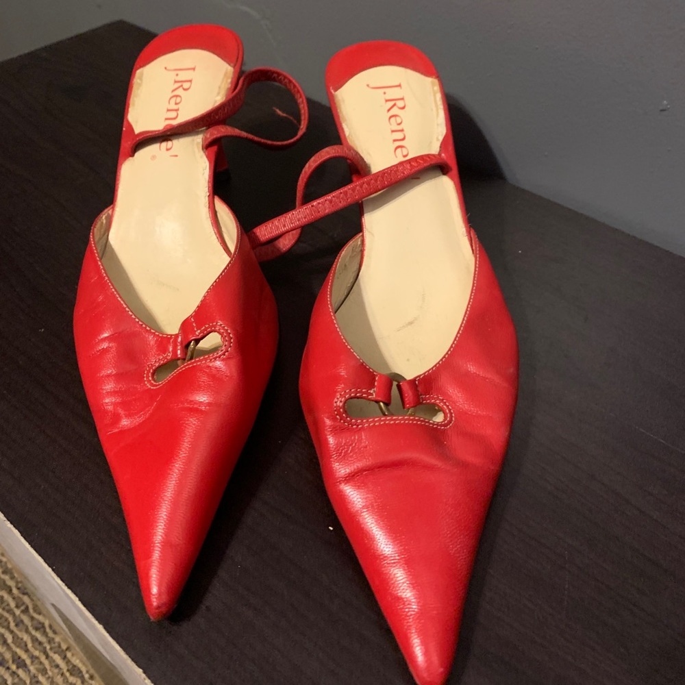 J. Renee Red Leather Pointed Toe Shoes
